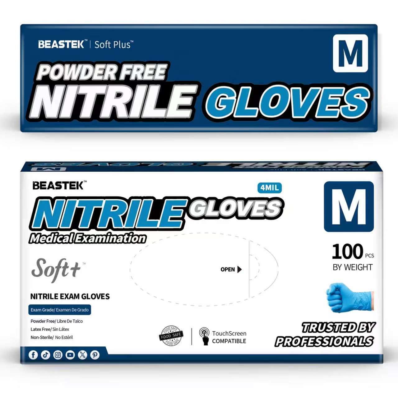 Soft+™ Nitrile Gloves, 100 Count, Medical Non-Sterile Disposable Glove, Blue