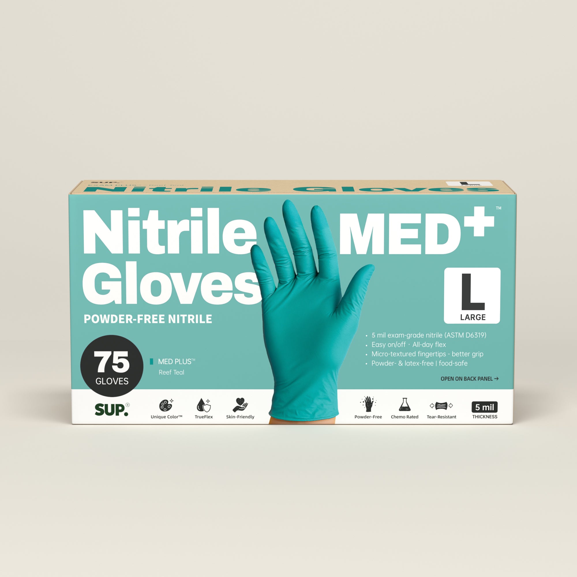 SUP Disposable Nitrile Gloves, 100 Count, Teal