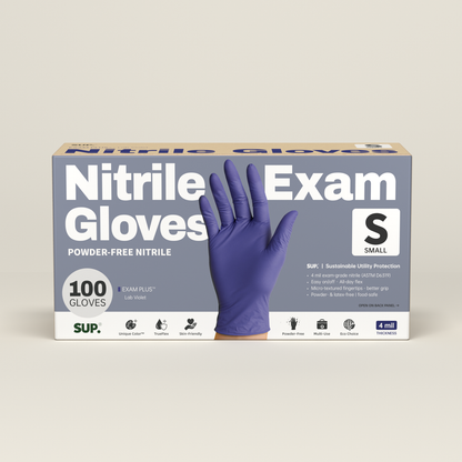 SUP Powder-Free Nitrile Gloves, 100 Count, Food Safe Latex-Free Medical Non-Sterile Cooking Disposable Glove, Blue Violet