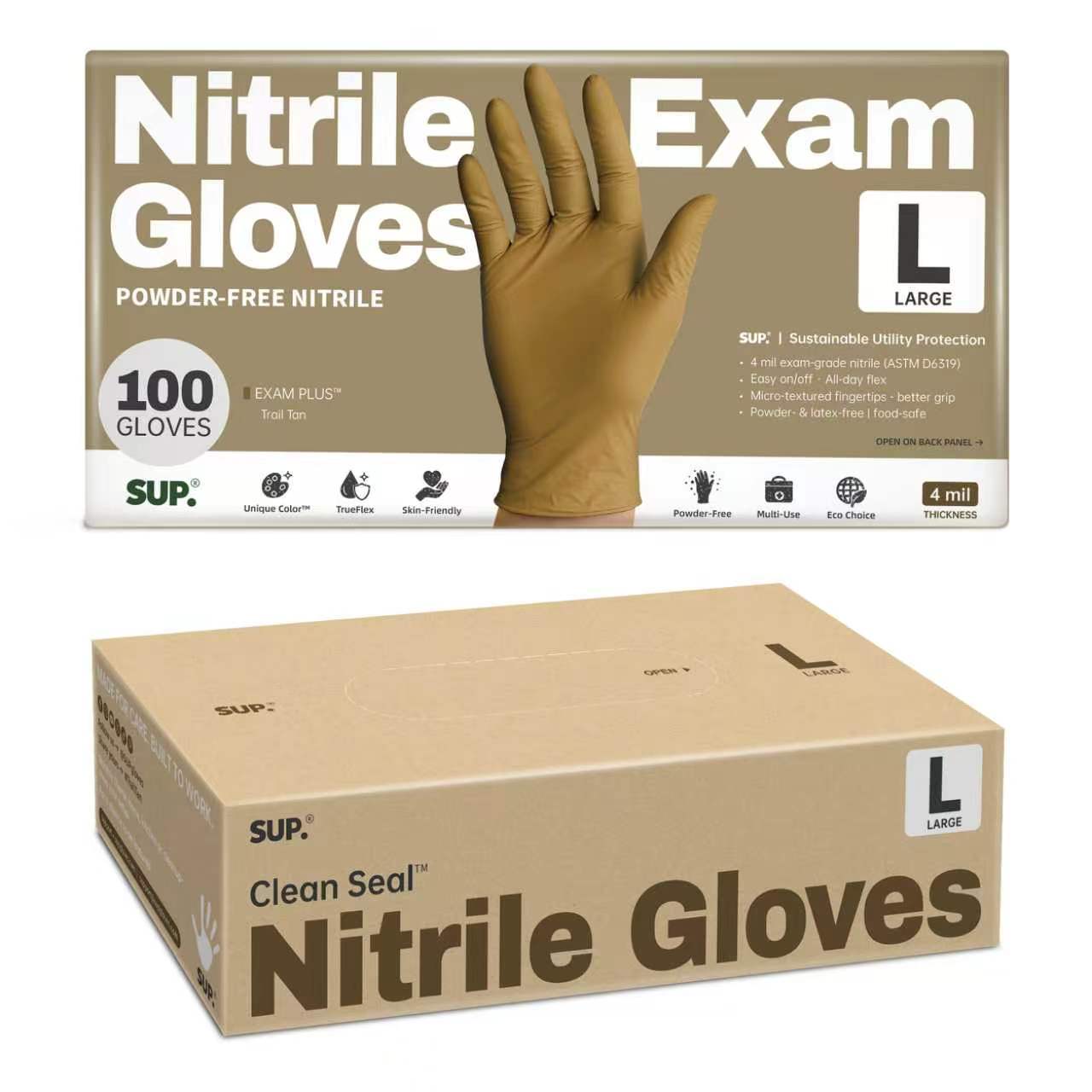Clean Seal™ Nitrile Gloves, 100 Count, Medical Non-Sterile Disposable Glove , Tan