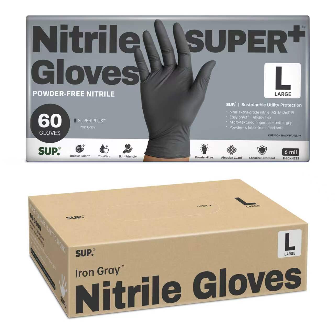 Iron Gray™ Nitrile Gloves, 60 Count, Industrial Cleaning Household Cooking Multi-use Disposable Glove
