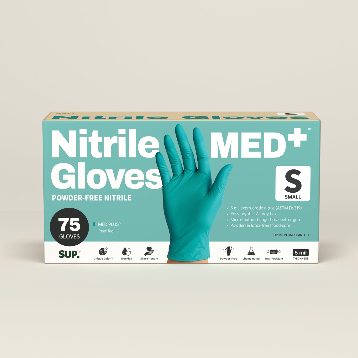 SUP Disposable Nitrile Gloves, 100 Count, Teal