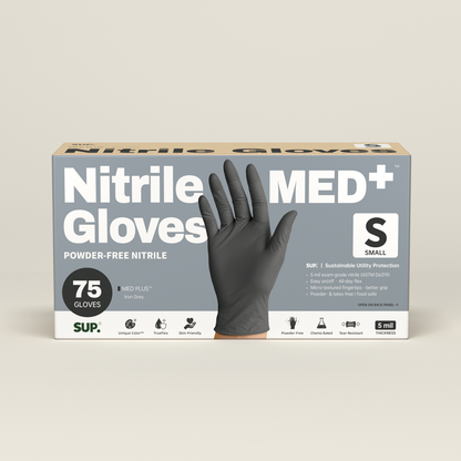 SUP MED+ Black Nitrile Gloves, 5 MIL Extra Durable Medical Disposable Gloves Latex &amp; Powder Free Food Safe Cooking 75 Ct