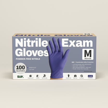 SUP Powder-Free Nitrile Gloves, 100 Count, Food Safe Latex-Free Medical Non-Sterile Cooking Disposable Glove, Blue Violet