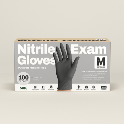 SUP Powder-Free Nitrile Gloves, 100 Count, Food Safe Latex-Free Medical Non-Sterile Cooking Disposable Glove, Black