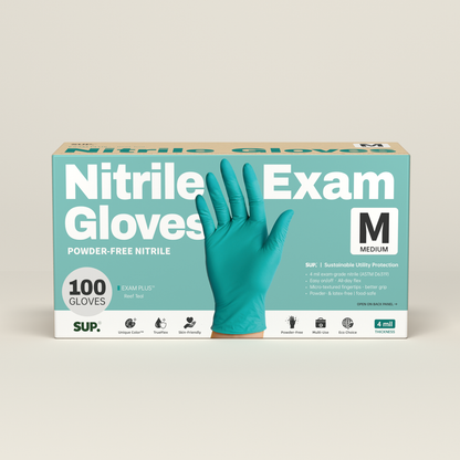 SUP Powder-Free Nitrile Gloves, 100 Count, Food Safe Latex-Free Medical Non-Sterile Cooking Disposable Glove, Teal