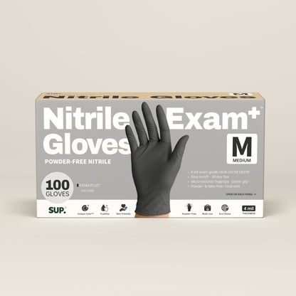 SUP Nitrile Gloves, 100 Count, Powder &amp; Latex Free Medical Non-Sterile Disposable Glove, Black