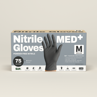 SUP MED+ Black Nitrile Gloves, 5 MIL Extra Durable Medical Disposable Gloves Latex &amp; Powder Free Food Safe Cooking 75 Ct