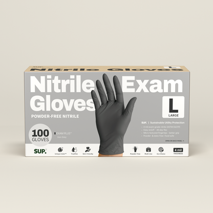 SUP Powder-Free Nitrile Gloves, 100 Count, Food Safe Latex-Free Medical Non-Sterile Cooking Disposable Glove, Black
