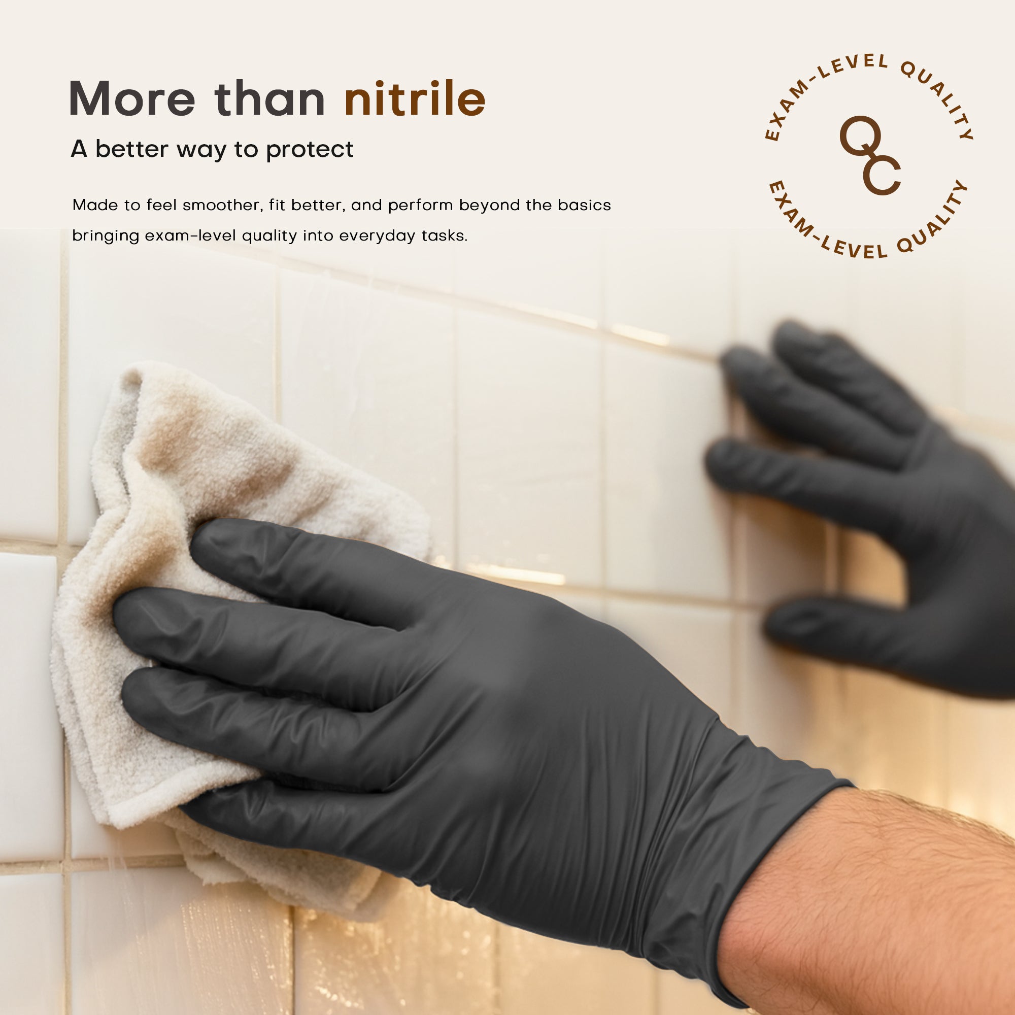 BASIC+ Nitrile Gloves, 100 Count, Powder &amp; Latex Free Medical Non-Sterile Disposable Glove, Black