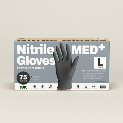 SUP MED+ Black Nitrile Gloves, 5 MIL Extra Durable Medical Disposable Gloves Latex &amp; Powder Free Food Safe Cooking 75 Ct