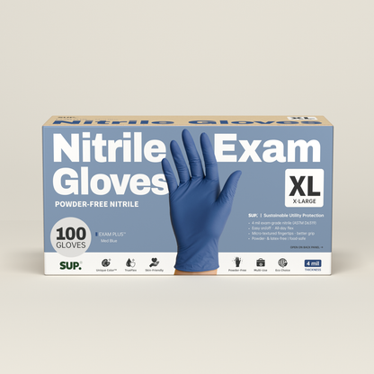 SUP Powder-Free Nitrile Gloves, 100 Count, Food Safe Latex-Free Medical Non-Sterile Cooking Disposable Glove, Blue