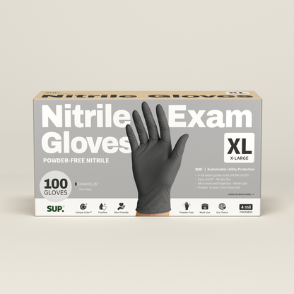 SUP Powder-Free Nitrile Gloves, 100 Count, Food Safe Latex-Free Medical Non-Sterile Cooking Disposable Glove, Black