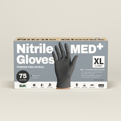 SUP MED+ Black Nitrile Gloves, 5 MIL Extra Durable Medical Disposable Gloves Latex &amp; Powder Free Food Safe Cooking 75 Ct