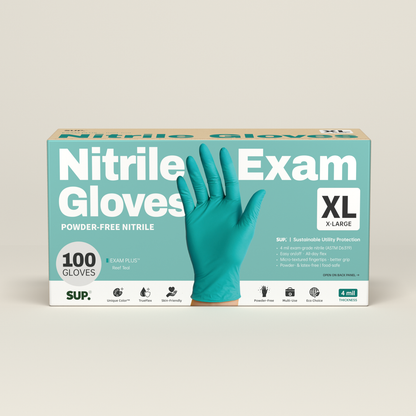 SUP Powder-Free Nitrile Gloves, 100 Count, Food Safe Latex-Free Medical Non-Sterile Cooking Disposable Glove, Teal
