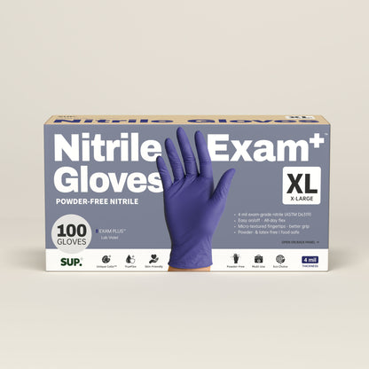 SUP Nitrile Gloves, 100 Count, Powder &amp; Latex Free Medical Non-Sterile Disposable Glove, Blue Violet