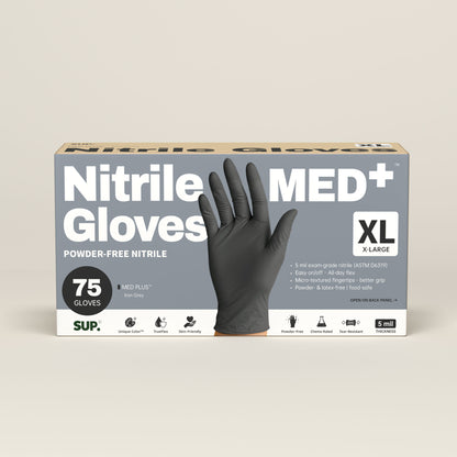 MED+ Black Nitrile Gloves, 5 MIL Medical Disposable Gloves Latex &amp; Powder Free 75 Ct