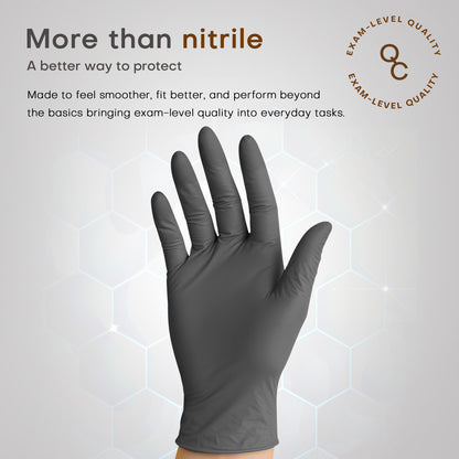 SUPER+ Black Nitrile Gloves HEAVY DUTY 6 Mil Disposable Chemical Resistant Powder &amp; Latex Free Medical Cooking Cleaning 60 Ct