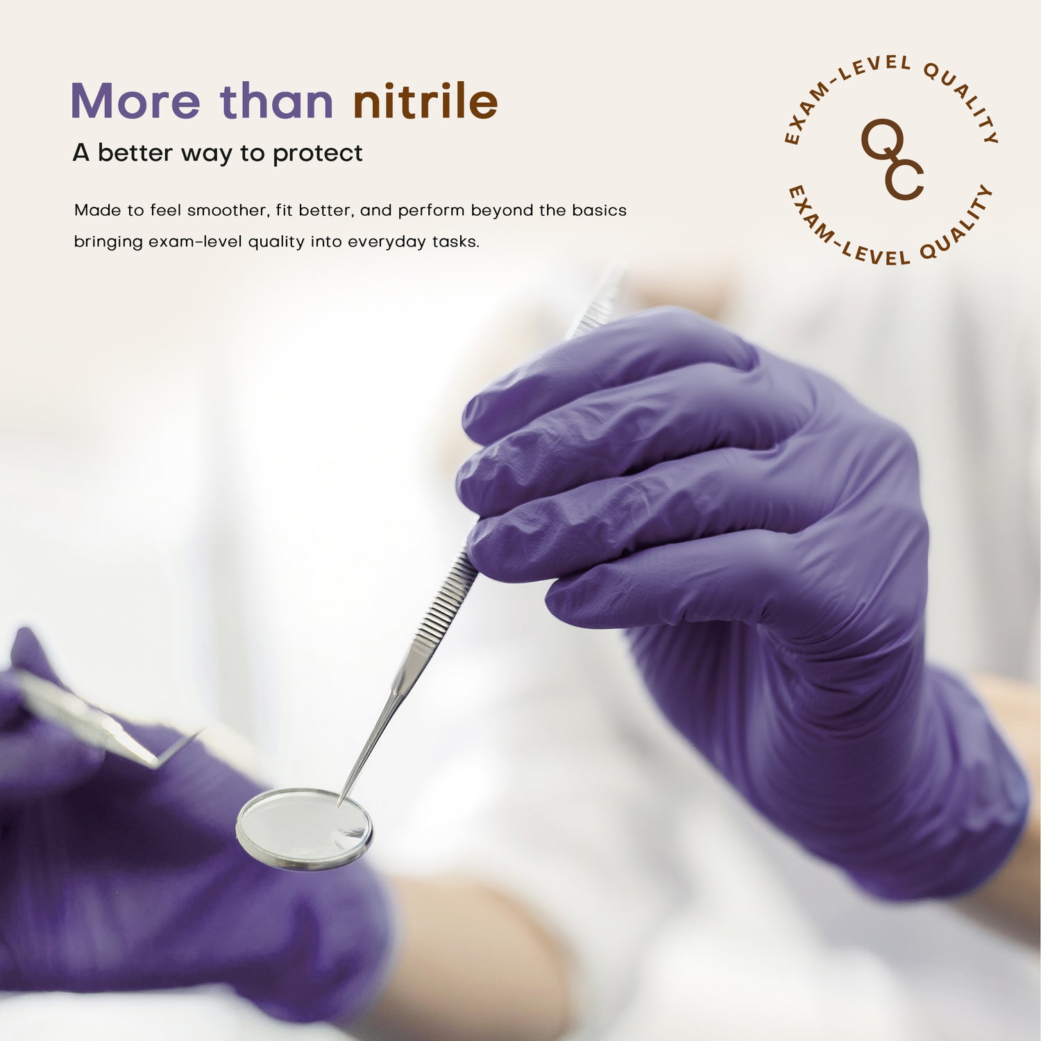 BASIC+ Nitrile Gloves, 100 Count, Powder &amp; Latex Free Medical Non-Sterile Disposable Glove, Blue Violet
