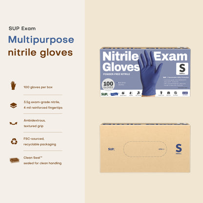 BASIC Series Nitrile Gloves, 100 Count, Powder &amp; Latex Free Medical Non-Sterile Disposable Glove, Med Blue