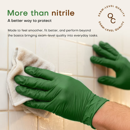 SUP Powder-Free Nitrile Gloves, 100 Count, Food Safe Latex-Free Medical Non-Sterile Cooking Disposable Glove, Green