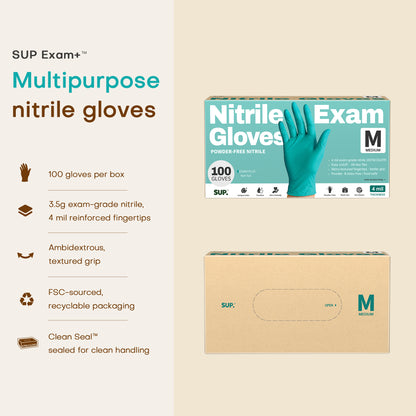 SUP Powder-Free Nitrile Gloves, 100 Count, Food Safe Latex-Free Medical Non-Sterile Cooking Disposable Glove, Teal