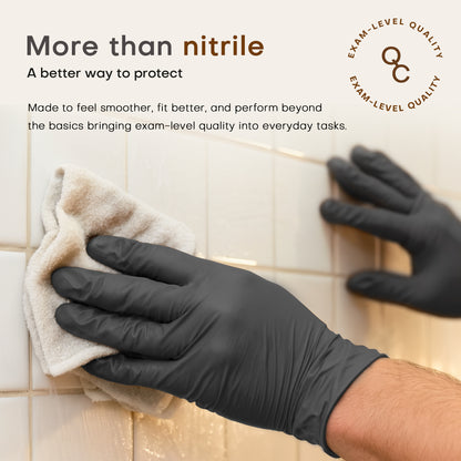 SUP Powder-Free Nitrile Gloves, 100 Count, Food Safe Latex-Free Medical Non-Sterile Cooking Disposable Glove, Black